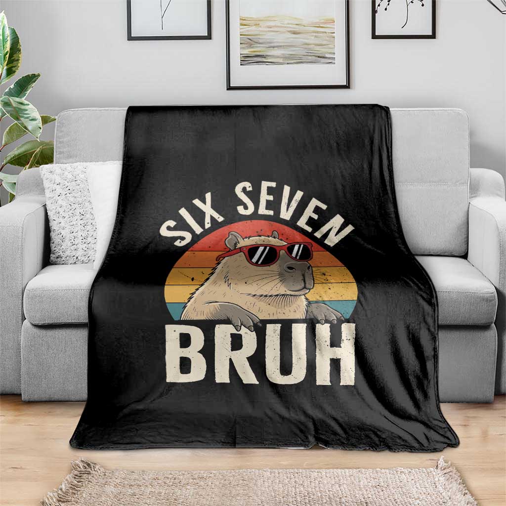 Six Seven Bruh 67 Meme Funny Capybara Throw Blanket TS10 Print Your Wear