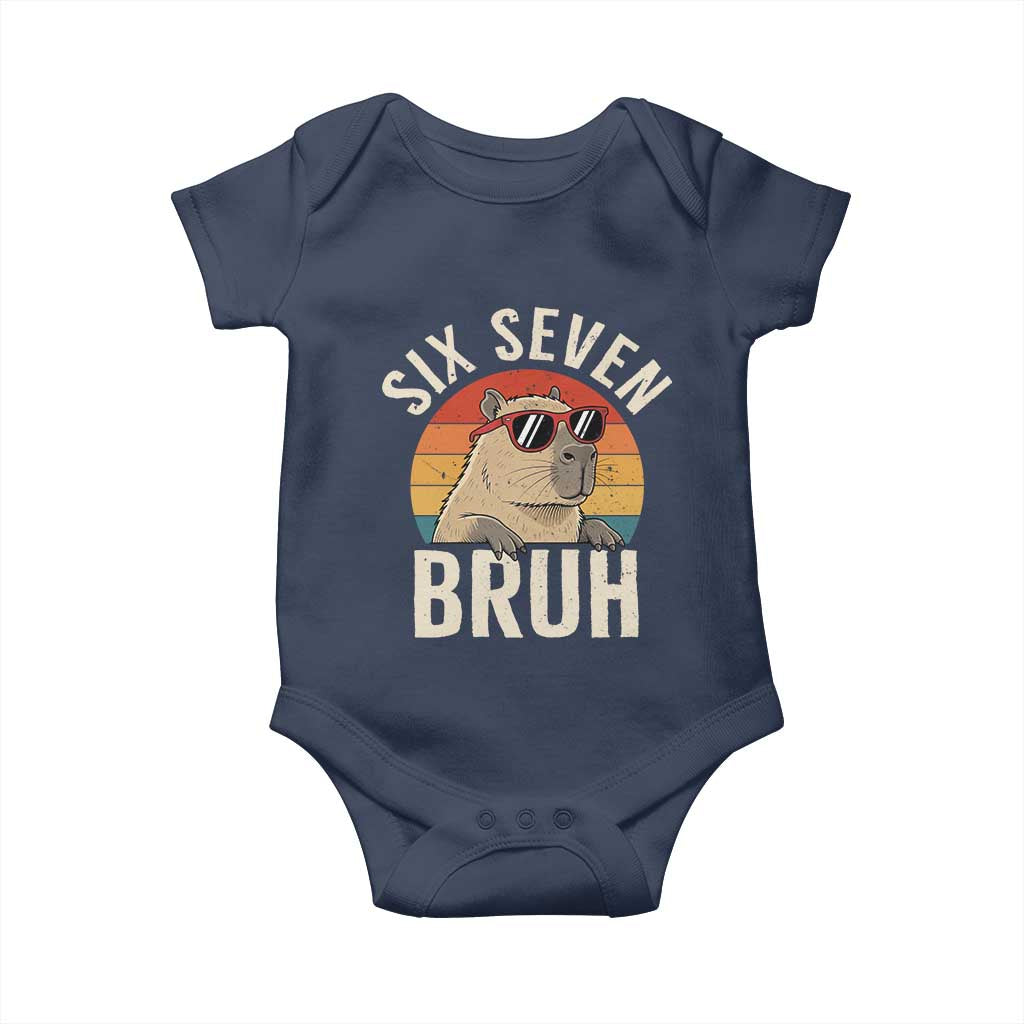 Six Seven Bruh 67 Meme Funny Capybara Baby Onesie TS10 Navy Print Your Wear