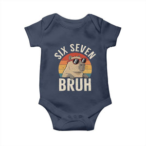 Six Seven Bruh 67 Meme Funny Capybara Baby Onesie TS10 Navy Print Your Wear