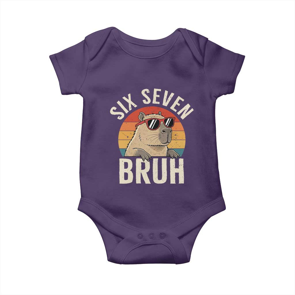Six Seven Bruh 67 Meme Funny Capybara Baby Onesie TS10 Purple Print Your Wear