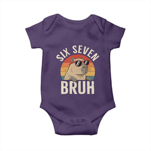 Six Seven Bruh 67 Meme Funny Capybara Baby Onesie TS10 Purple Print Your Wear