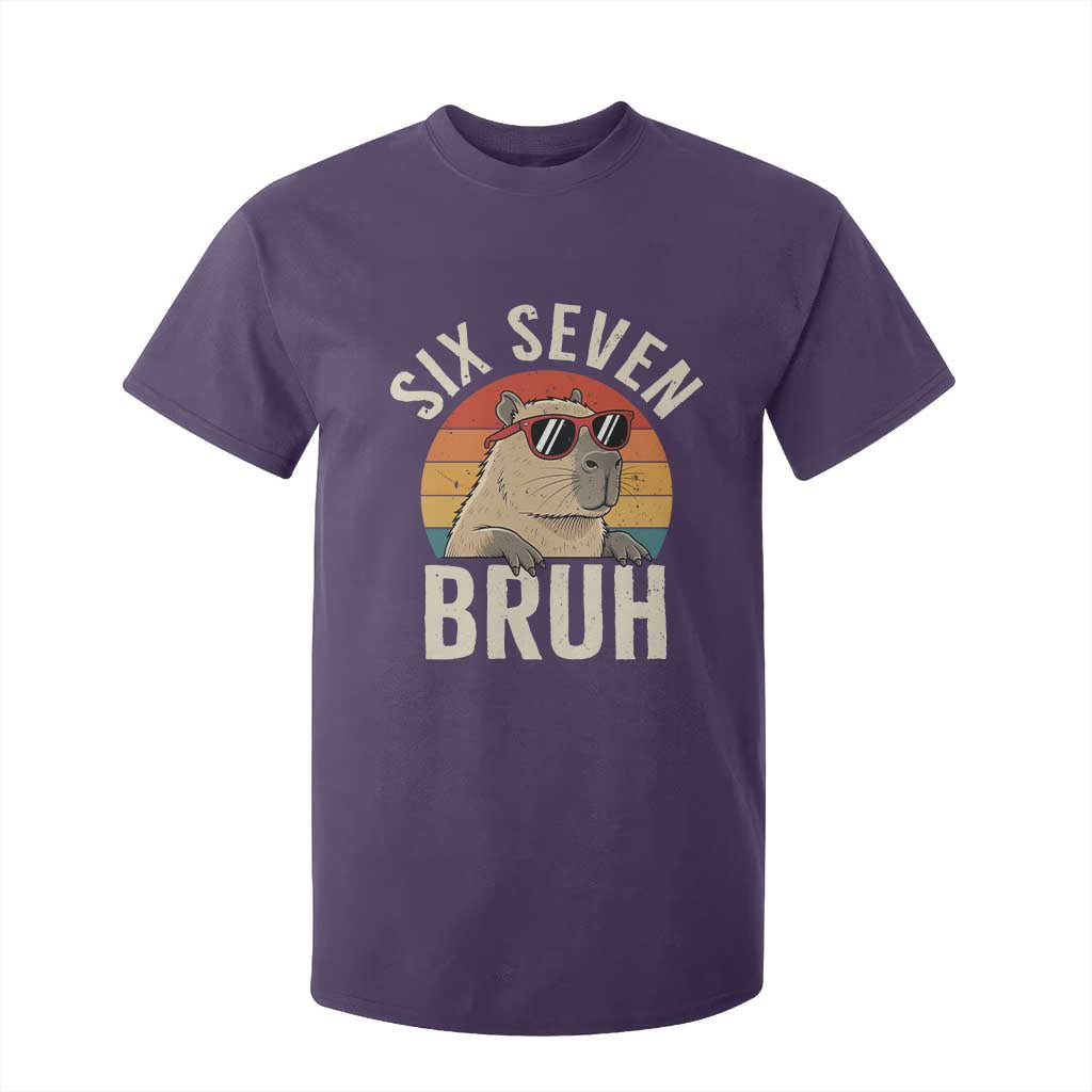 Six Seven Bruh 67 Meme Funny Capybara T Shirt For Kid TS10 Purple Print Your Wear