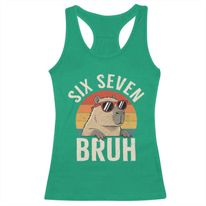 Six Seven Bruh 67 Meme Funny Capybara Racerback Tank Top TS10 Irish Green Print Your Wear