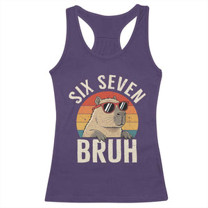 Six Seven Bruh 67 Meme Funny Capybara Racerback Tank Top TS10 Purple Print Your Wear