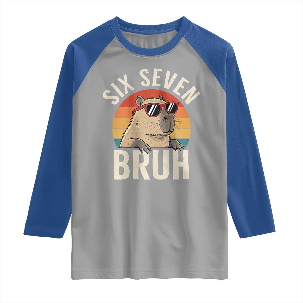 Six Seven Bruh 67 Meme Funny Capybara Raglan Shirt TS10 Sport Gray Royal Print Your Wear