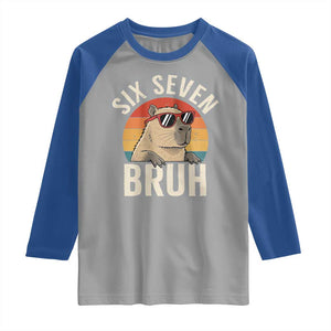 Six Seven Bruh 67 Meme Funny Capybara Raglan Shirt TS10 Sport Gray Royal Print Your Wear