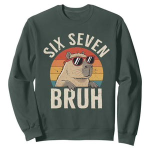 Six Seven Bruh 67 Meme Funny Capybara Sweatshirt TS10 Dark Forest Green Print Your Wear