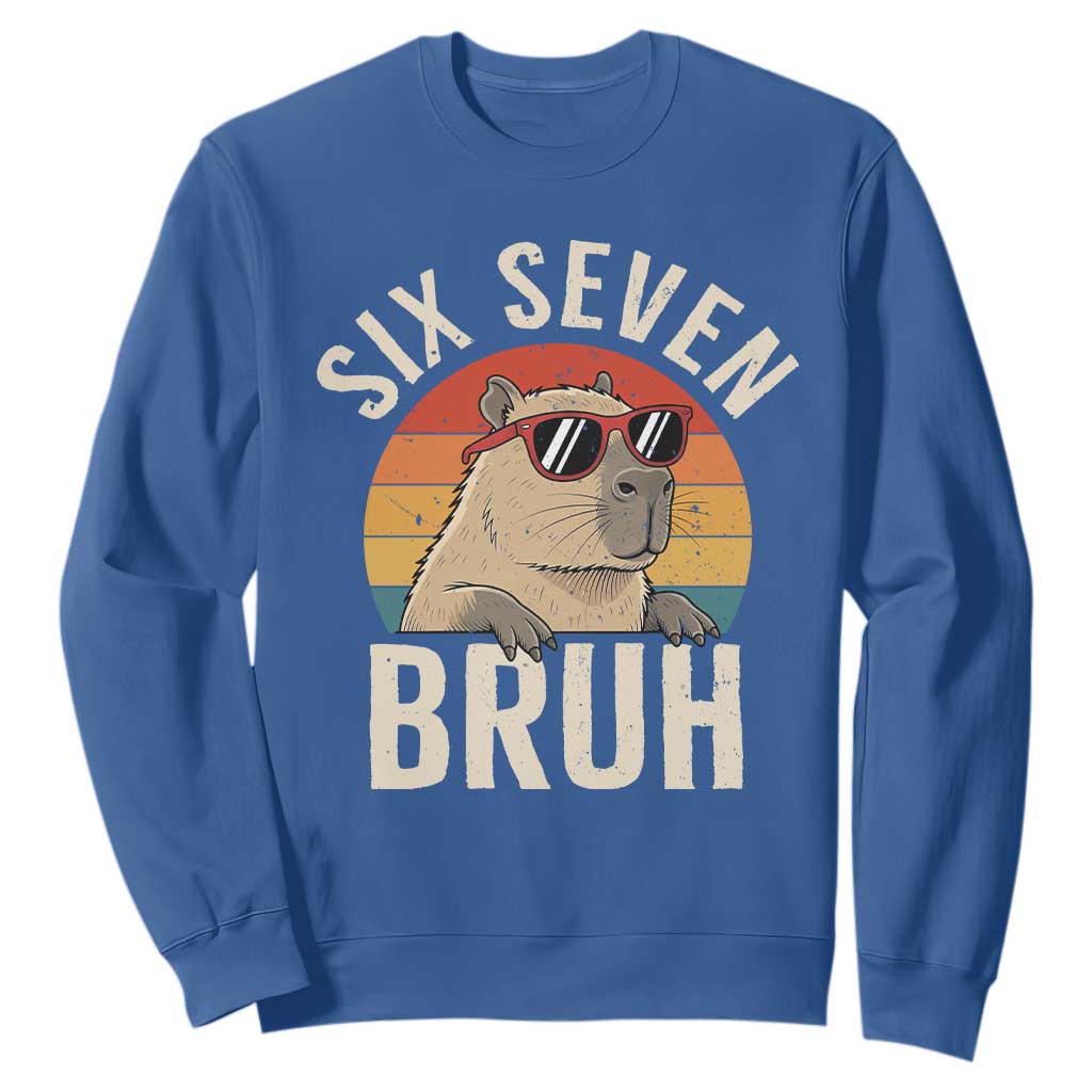 Six Seven Bruh 67 Meme Funny Capybara Sweatshirt TS10 Royal Blue Print Your Wear