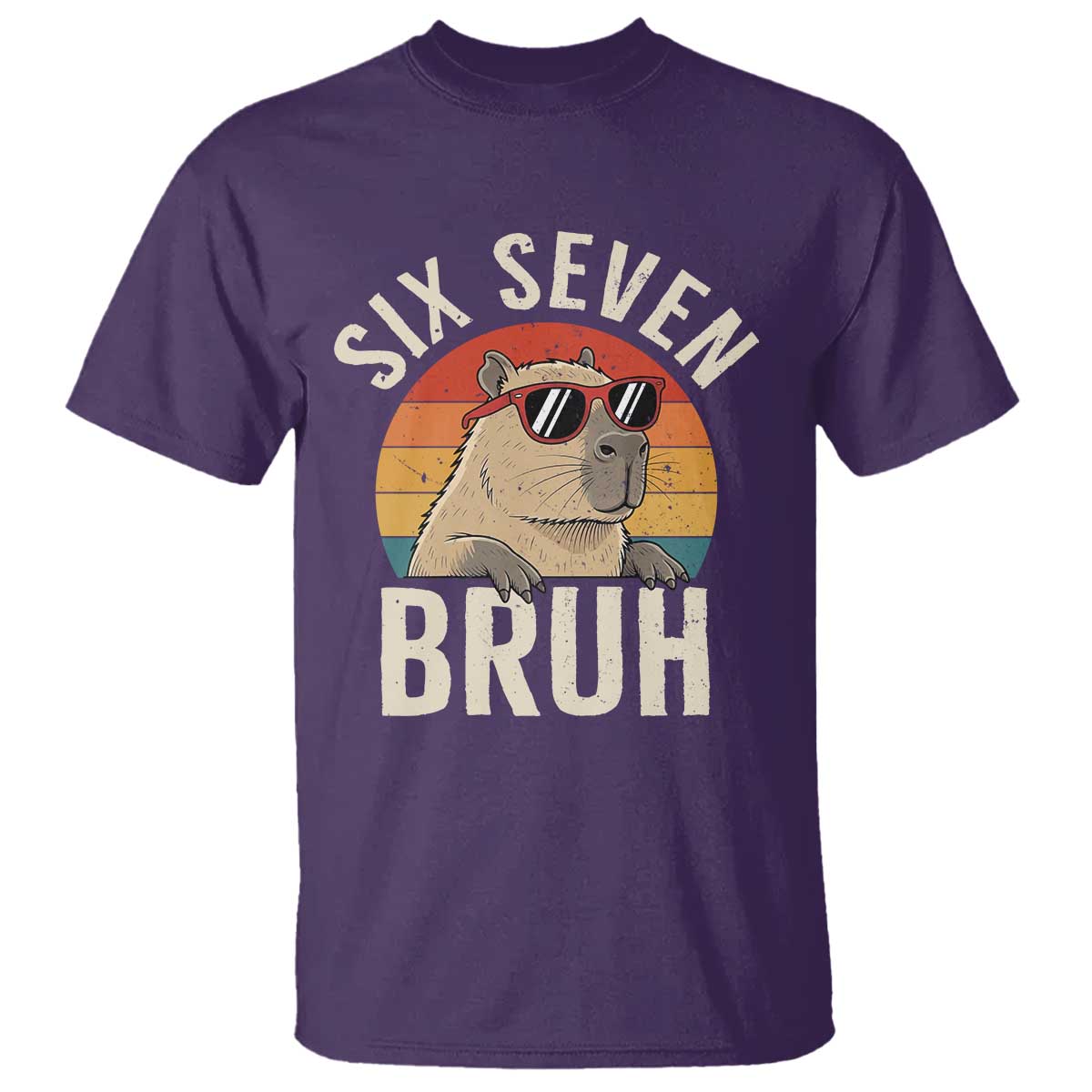 Six Seven Bruh 67 Meme Funny Capybara T Shirt TS10 Purple Print Your Wear