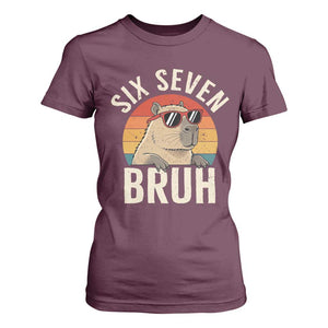 Six Seven Bruh 67 Meme Funny Capybara T Shirt For Women TS10 Maroon Print Your Wear