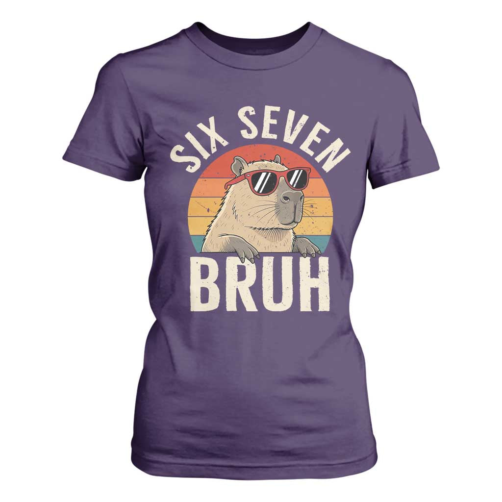 Six Seven Bruh 67 Meme Funny Capybara T Shirt For Women TS10 Purple Print Your Wear