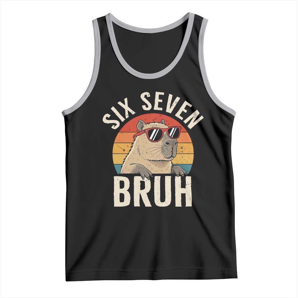 Six Seven Bruh 67 Meme Funny Capybara Tank Top TS10 Black Athletic Heather Print Your Wear