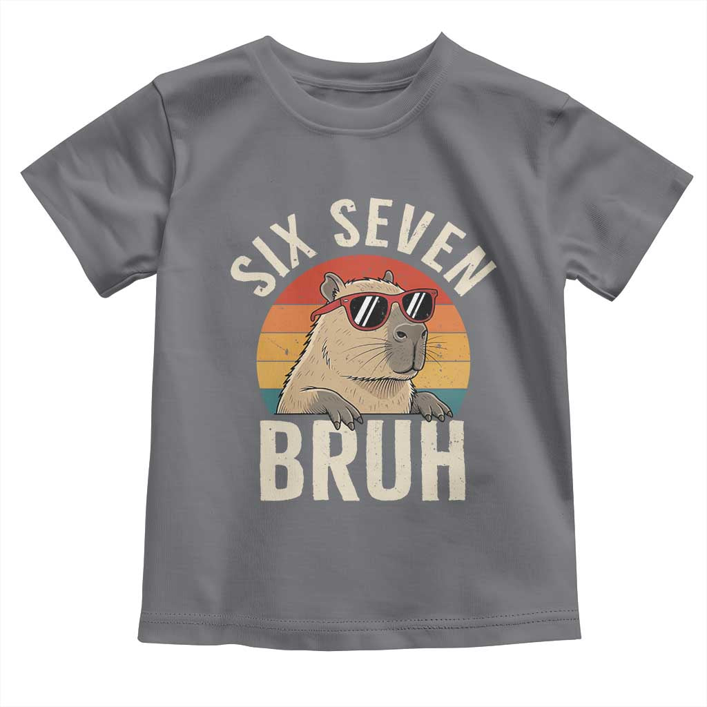 Six Seven Bruh 67 Meme Funny Capybara Toddler T Shirt TS10 Charcoal Print Your Wear