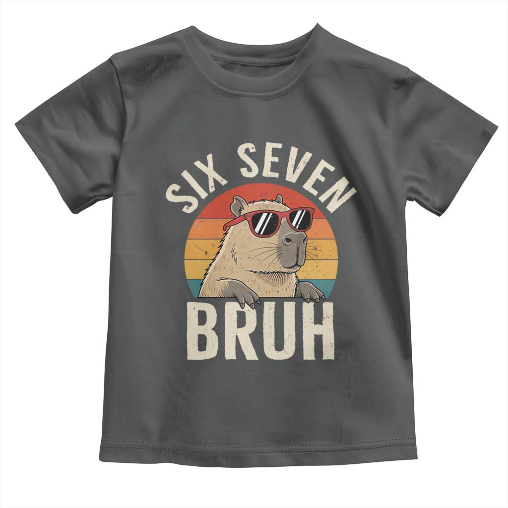 Six Seven Bruh 67 Meme Funny Capybara Toddler T Shirt TS10 Dark Heather Print Your Wear