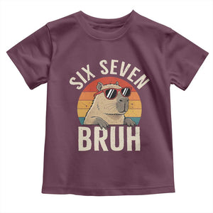 Six Seven Bruh 67 Meme Funny Capybara Toddler T Shirt TS10 Maroon Print Your Wear