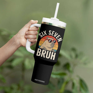 Six Seven Bruh 67 Meme Funny Capybara Tumbler With Handle TS10 Print Your Wear