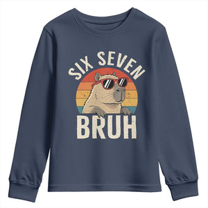 Six Seven Bruh 67 Meme Funny Capybara Youth Sweatshirt TS10 Navy Print Your Wear