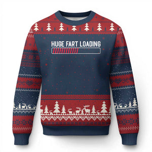 Huge Fart Loading Ugly Christmas Sweater Sarcastic Humor Hilarious Funny Saying Gag Gift TS10 Navy Red Print Your Wear
