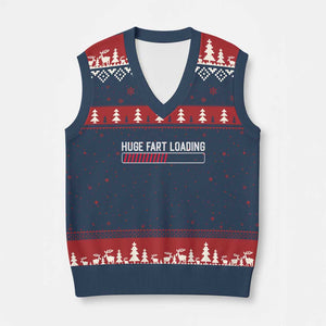 Huge Fart Loading V-Neck Knit Sweater Vest Sarcastic Humor Hilarious Funny Saying Gag Gift TS10 Navy Red Print Your Wear