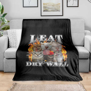 Funny Cat Meme Bootleg Graphic Throw Blanket I Eat Drywall Funny Weird Cursed Internet Memes TS10 Print Your Wear