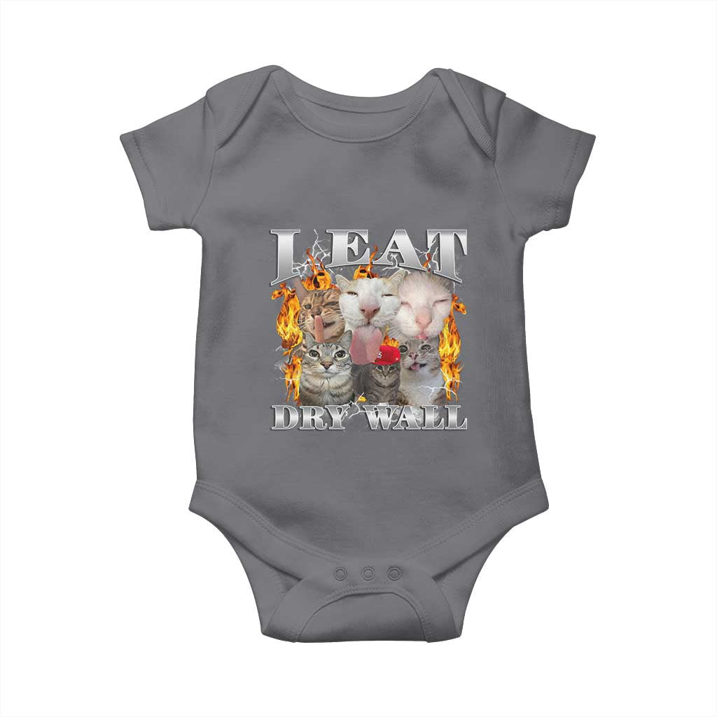 Funny Cat Meme Bootleg Graphic Baby Onesie I Eat Drywall Funny Weird Cursed Internet Memes TS10 Charcoal Print Your Wear