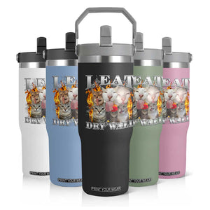 Funny Cat Meme Bootleg Graphic Flip Straw Tumbler I Eat Drywall Funny Weird Cursed Internet Memes TS10 Print Your Wear