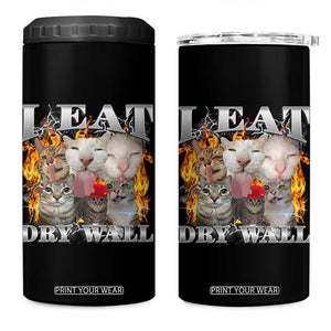 Funny Cat Meme Bootleg Graphic 4 in 1 Can Cooler Tumbler I Eat Drywall Funny Weird Cursed Internet Memes TS10 One Size: 16 oz Black Print Your Wear