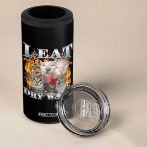 Funny Cat Meme Bootleg Graphic 4 in 1 Can Cooler Tumbler I Eat Drywall Funny Weird Cursed Internet Memes TS10 Print Your Wear