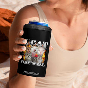 Funny Cat Meme Bootleg Graphic 4 in 1 Can Cooler Tumbler I Eat Drywall Funny Weird Cursed Internet Memes TS10 Print Your Wear