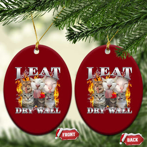 Funny Cat Meme Bootleg Graphic Ceramic Ornament I Eat Drywall Funny Weird Cursed Internet Memes TS10 Print Your Wear