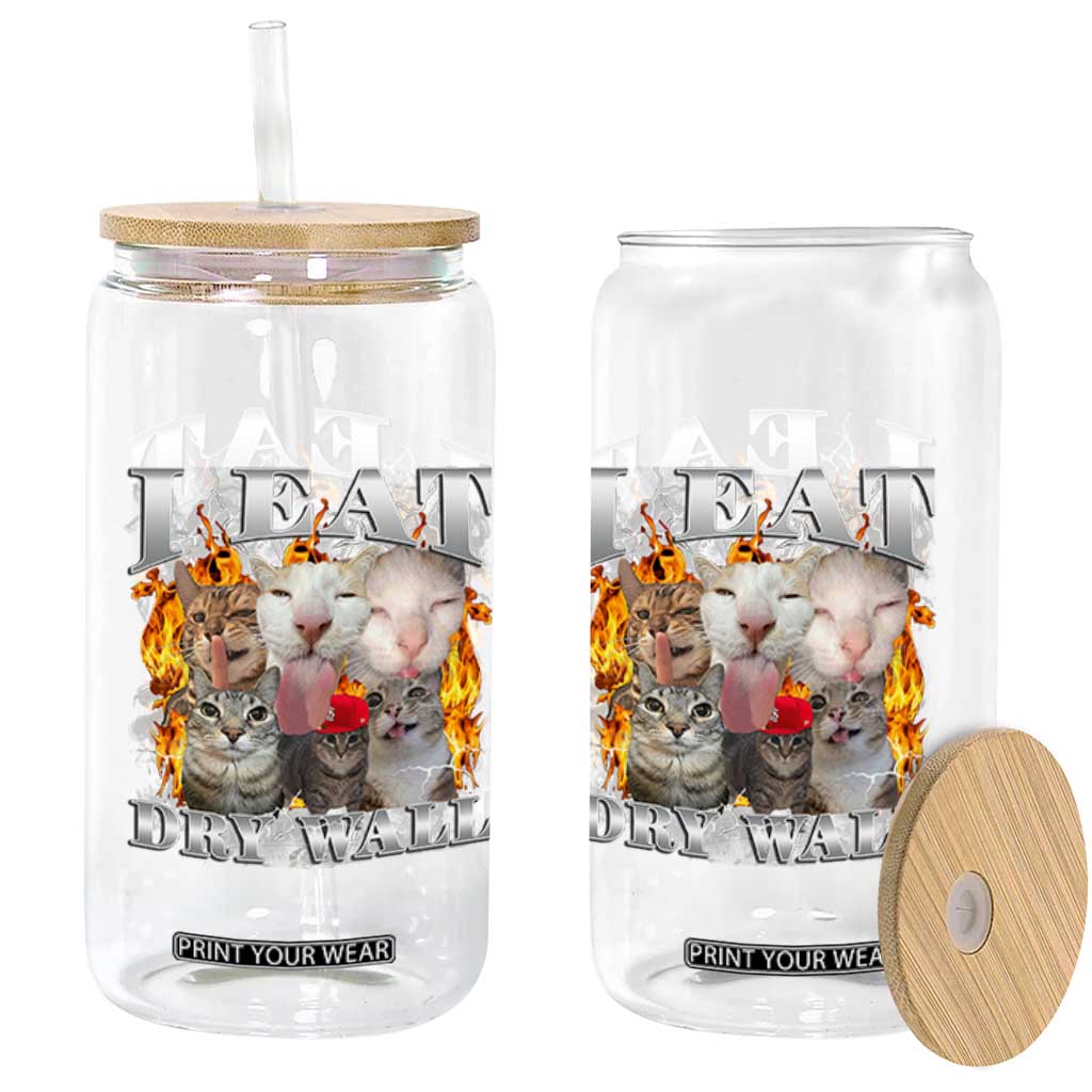 Funny Cat Meme Bootleg Graphic Glass Can I Eat Drywall Funny Weird Cursed Internet Memes TS10 Print Your Wear