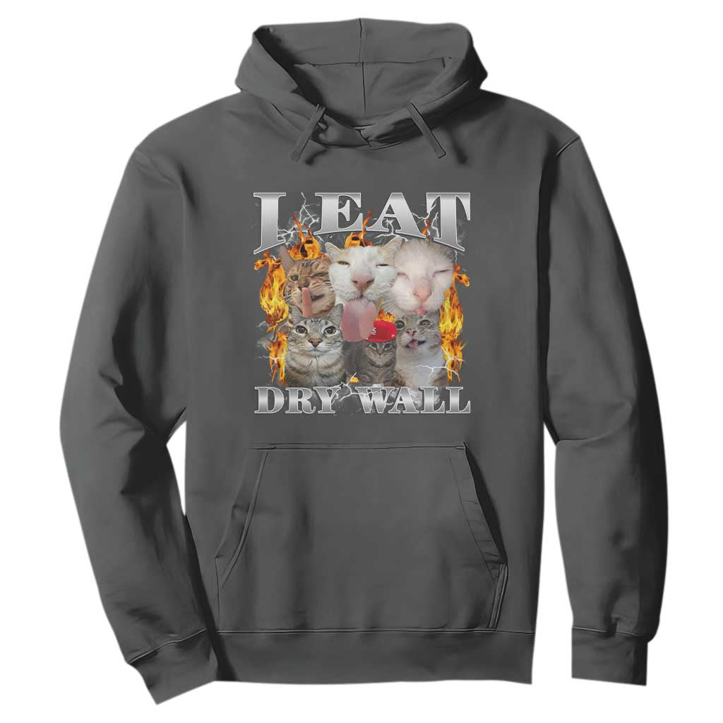 Funny Cat Meme Bootleg Graphic Hoodie I Eat Drywall Funny Weird Cursed Internet Memes TS10 Dark Heather Print Your Wear