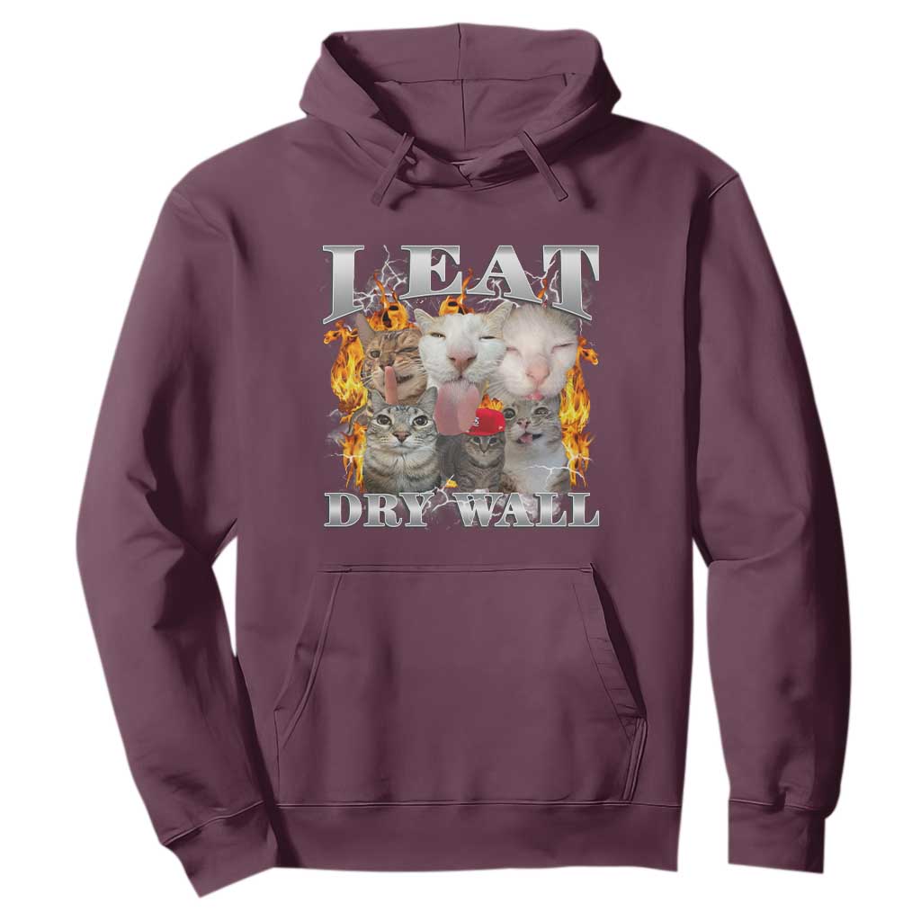 Funny Cat Meme Bootleg Graphic Hoodie I Eat Drywall Funny Weird Cursed Internet Memes TS10 Maroon Print Your Wear