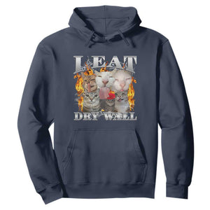 Funny Cat Meme Bootleg Graphic Hoodie I Eat Drywall Funny Weird Cursed Internet Memes TS10 Navy Print Your Wear
