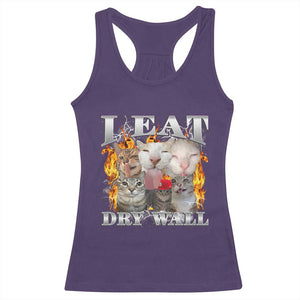Funny Cat Meme Bootleg Graphic Racerback Tank Top I Eat Drywall Funny Weird Cursed Internet Memes TS10 Purple Print Your Wear