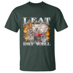 Funny Cat Meme Bootleg Graphic T Shirt I Eat Drywall Funny Weird Cursed Internet Memes TS10 Dark Forest Green Print Your Wear
