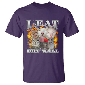 Funny Cat Meme Bootleg Graphic T Shirt I Eat Drywall Funny Weird Cursed Internet Memes TS10 Purple Print Your Wear
