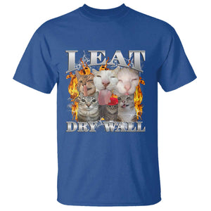 Funny Cat Meme Bootleg Graphic T Shirt I Eat Drywall Funny Weird Cursed Internet Memes TS10 Royal Blue Print Your Wear