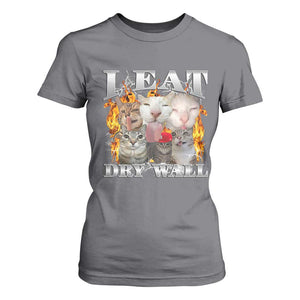 Funny Cat Meme Bootleg Graphic T Shirt For Women I Eat Drywall Funny Weird Cursed Internet Memes TS10 Charcoal Print Your Wear