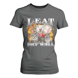 Funny Cat Meme Bootleg Graphic T Shirt For Women I Eat Drywall Funny Weird Cursed Internet Memes TS10 Dark Heather Print Your Wear