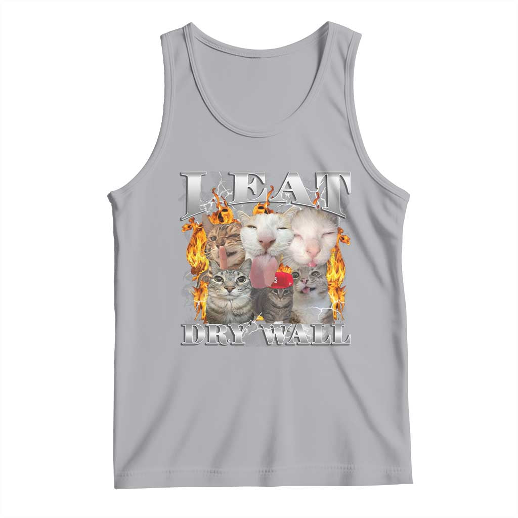 Funny Cat Meme Bootleg Graphic Tank Top I Eat Drywall Funny Weird Cursed Internet Memes TS10 Athletic Heather Print Your Wear