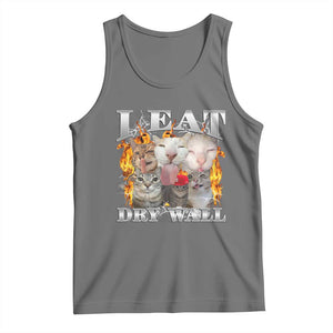 Funny Cat Meme Bootleg Graphic Tank Top I Eat Drywall Funny Weird Cursed Internet Memes TS10 Black Heather Print Your Wear