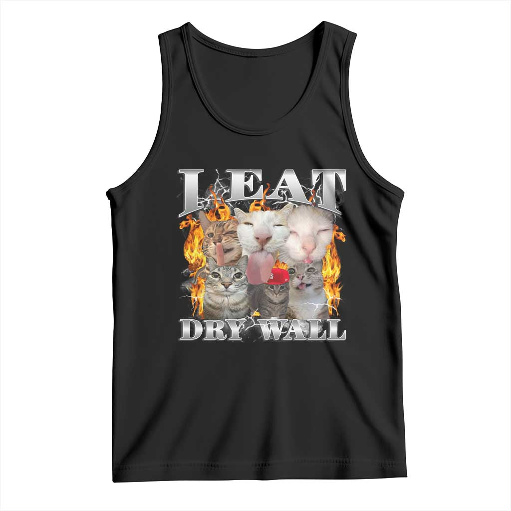 Funny Cat Meme Bootleg Graphic Tank Top I Eat Drywall Funny Weird Cursed Internet Memes TS10 Black Print Your Wear
