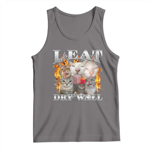 Funny Cat Meme Bootleg Graphic Tank Top I Eat Drywall Funny Weird Cursed Internet Memes TS10 Deep Heather Print Your Wear
