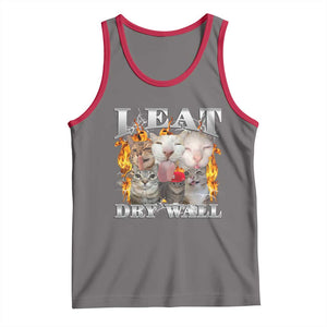 Funny Cat Meme Bootleg Graphic Tank Top I Eat Drywall Funny Weird Cursed Internet Memes TS10 Deep Heather Red Print Your Wear