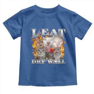 Funny Cat Meme Bootleg Graphic Toddler T Shirt I Eat Drywall Funny Weird Cursed Internet Memes TS10 Royal Blue Print Your Wear