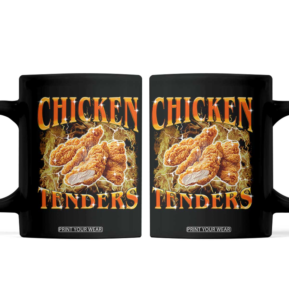 Funny Chicken Tenders Coffee Mug Funny Foodie Vintage 90s Bootleg Rap TS10 Black Print Your Wear
