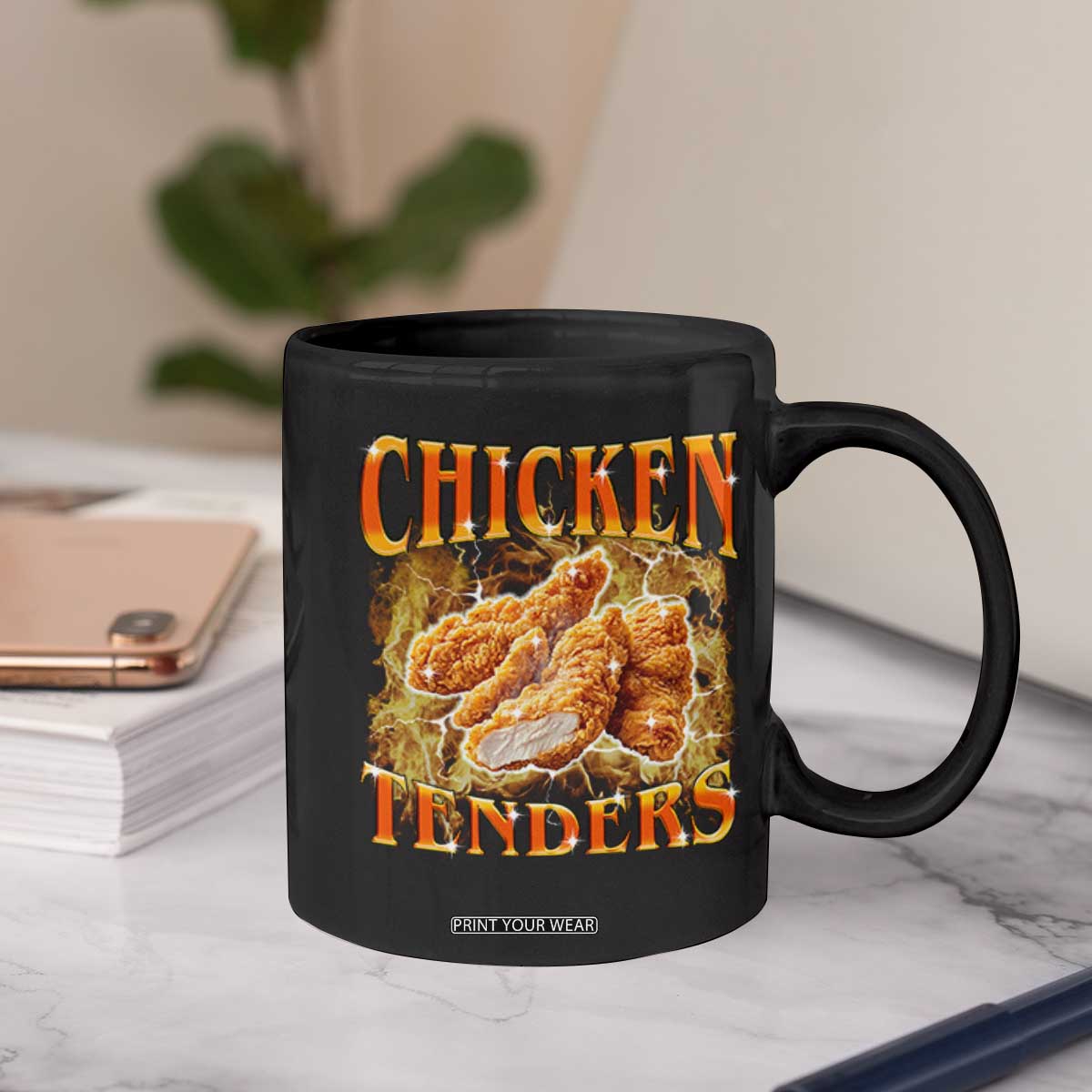 Funny Chicken Tenders Coffee Mug Funny Foodie Vintage 90s Bootleg Rap TS10 Print Your Wear