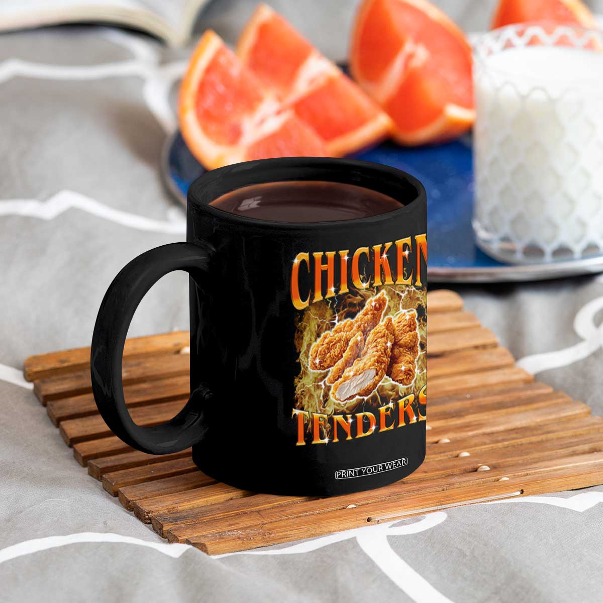 Funny Chicken Tenders Coffee Mug Funny Foodie Vintage 90s Bootleg Rap TS10 Print Your Wear