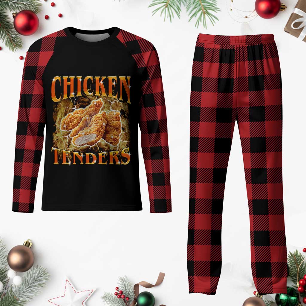 Funny Chicken Tenders Plaid Pajama Set Funny Foodie Vintage 90s Bootleg Rap TS10 Buffalo Plaid Print Your Wear